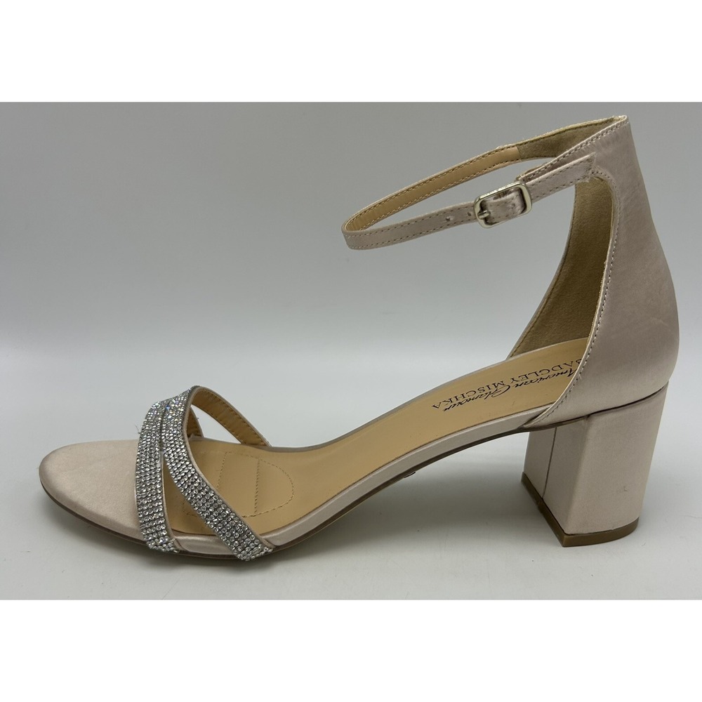 Badgley Mischka Heels Woman 10 Block Glitter Silver Wedding Event Bling Cocktail
